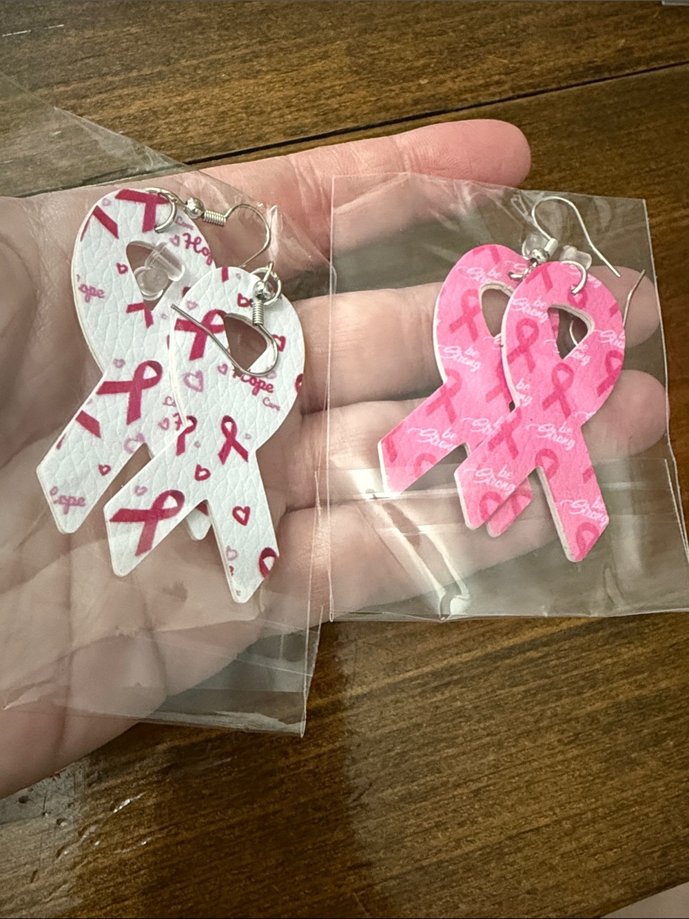 Pink Ribbon Awareness Drop Earrings